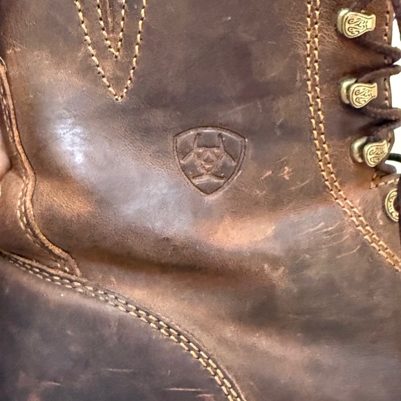 Ariat Womens Brown Leather Lace Up Ankle Boots Wesern Heritage Lacer Size 9.5B - Picture 1 of 12